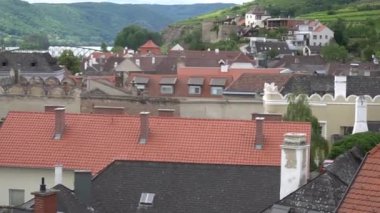 Avusturya görünümü, Linz ve eski çatılar yanındaki Köyü.