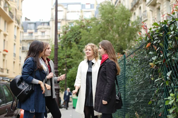 International students learning English and walking outside in