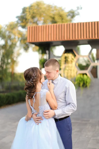 Happy married european couple dancing outside. — Stock Photo, Image