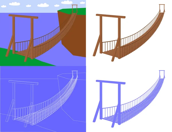 Ponte de suspensão em perspectiva ver vetor —  Vetores de Stock