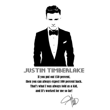 Justin Timberland qoute üzerinde siyah-beyaz vector3