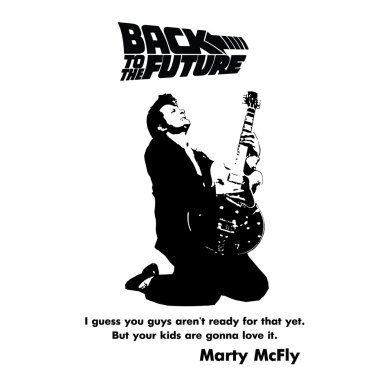 Marty Mcfly arkadan gelecek qoute üzerinde siyah beyaz vector2 için