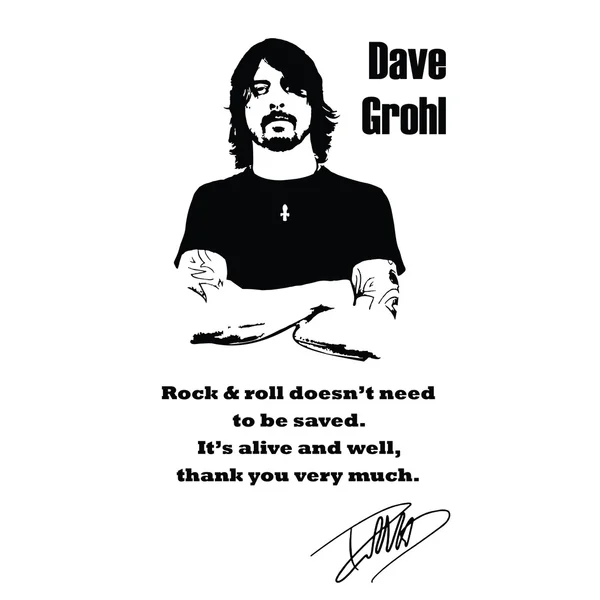 Dave Grohl från Foo Fighters qoute svartvita vector2 — Stock vektor