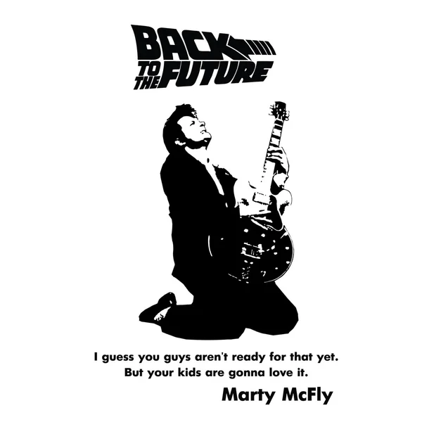 Marty Mcfly arkadan gelecek qoute üzerinde siyah beyaz vector2 için