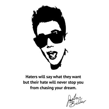 Justin Bieber qoute üzerinde siyah-beyaz vector1