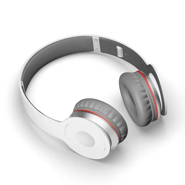 Fehér-szürke vezeték nélküli fejhallgató elszigetelt fehér 3D-s illusztráció render — Stock Fotó