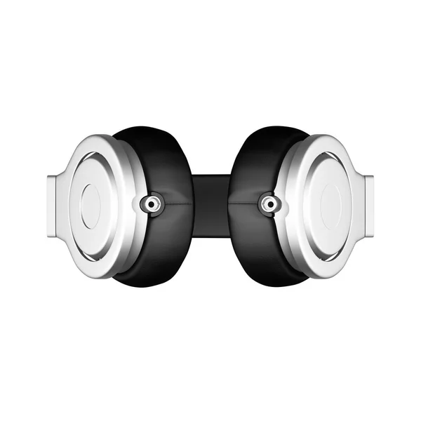 Black leather headphones isolated on white background d illustration render — Stock Photo, Image