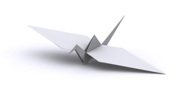 Beyaz origami turna 3d çizim render