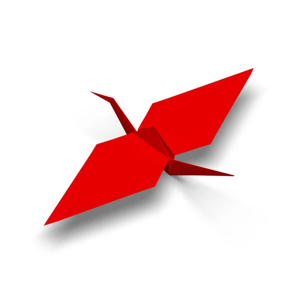 Vermelho origami guindaste 3d ilustração render — Fotografia de Stock