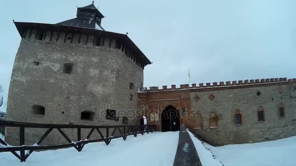 Medzhybizh Castelo Khmelnytskyi Ucrânia inverno — Vídeo de Stock