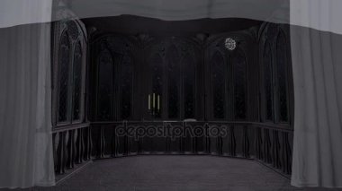 Eski kale 3d animasyon render arka planda Gotik balkon