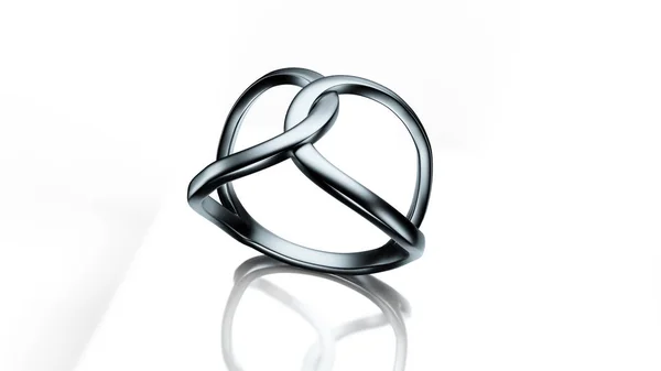 Illustrazione a forma di infinito anello d'argento 3d — Foto Stock