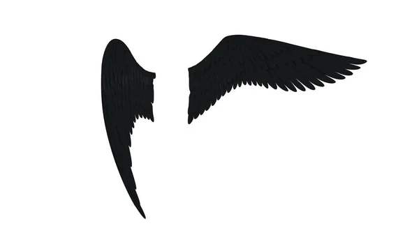 Angel black wings isolated on a white background 3D illustration render — Stock Photo, Image