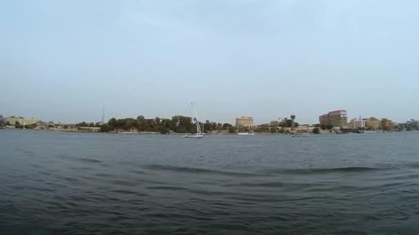 View of the banks of the Nile on the city Luxor — Stock Video