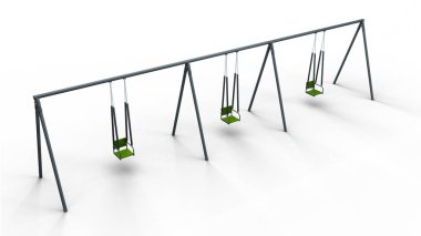 Üçlü salıncak 3d çizim render