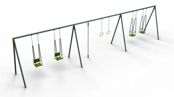 Çift salıncak ip ve yüzük 3d çizim render