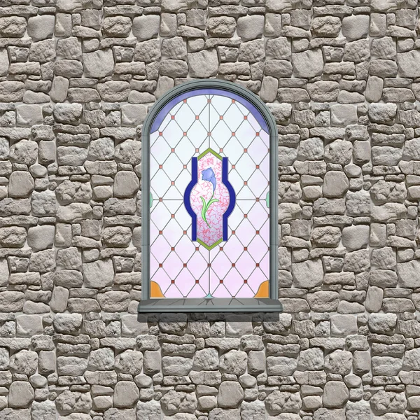 Vitrage window gothic castle wall 3d illustration render
