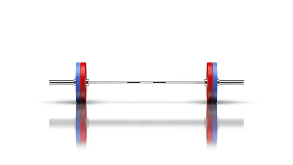 Barbell com 2 discos em ambos os lados vista frontal 3d render — Fotografia de Stock