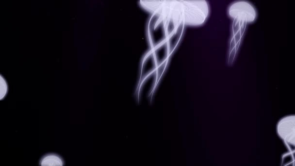 Світлі медузи в морі 3d анімаційна петля — стокове відео