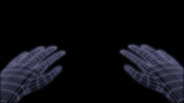 Synthwave niskie poli netto ręce 3d renderowania — Zdjęcie stockowe