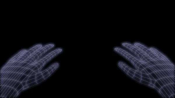synthwave düşük poli ağ elleri 3D görüntüleyici
