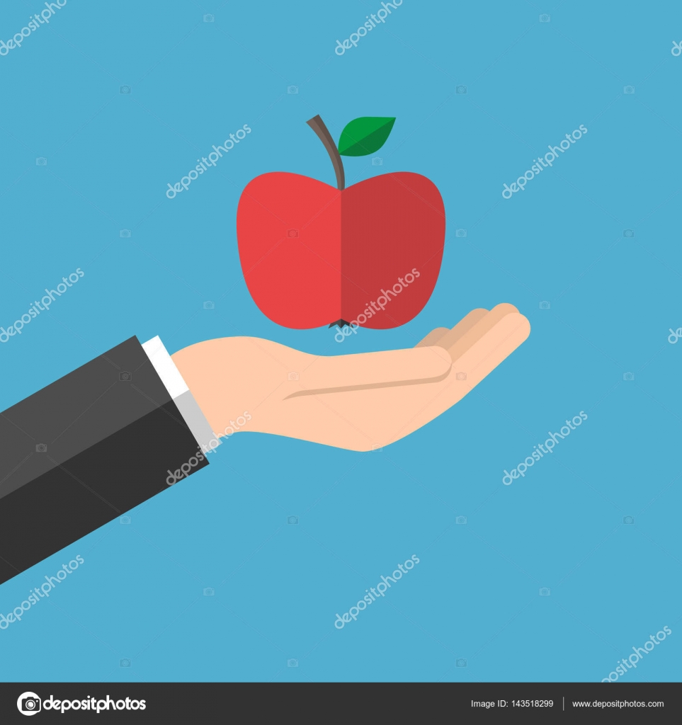 Рука с яблоком вектор