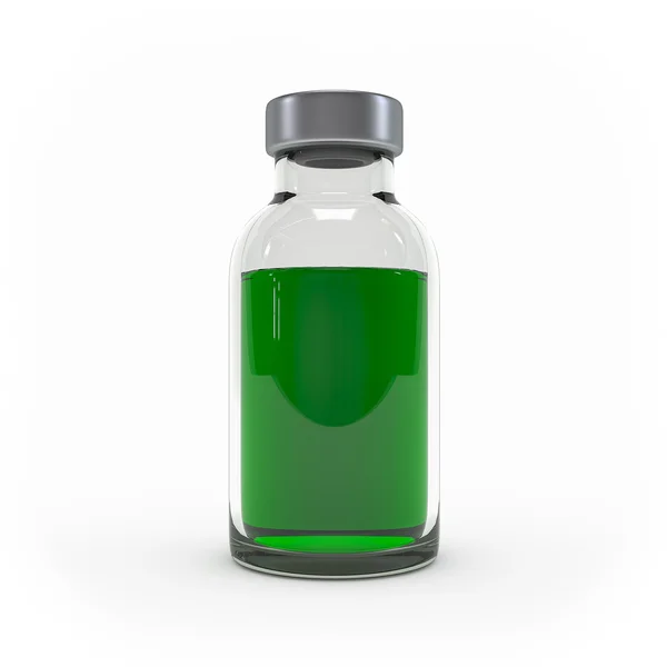 Φιάλη έγχυσης φαρμάκου απομονώνονται σε λευκό φόντο 3d rendering — Φωτογραφία Αρχείου