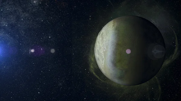 Sistema solare pianeta Tritone su sfondo nebulosa rendering 3d . — Foto Stock