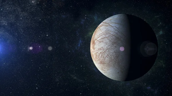 Sistema solare pianeta Europa su sfondo nebuloso . — Foto Stock