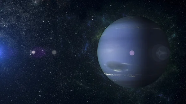 Sistema solare pianeta Nettuno su sfondo nebulosa rendering 3d . — Foto Stock
