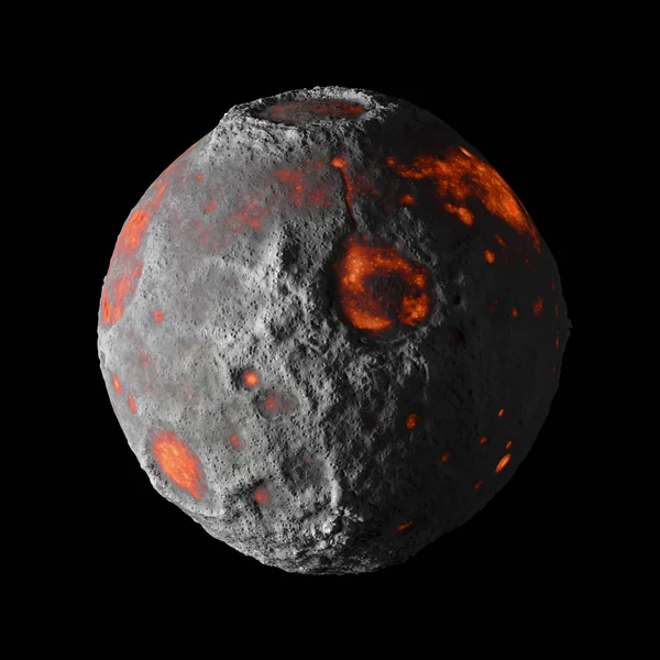 Planeta quente alienígena no fundo preto 3d renderização . — Fotografia de Stock