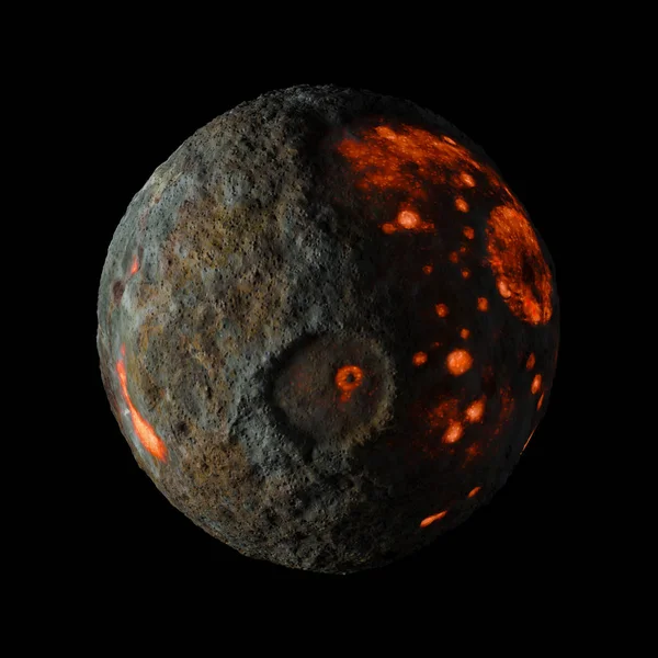 Alien hot planet on black background 3d rendering.