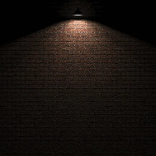 3 d レンダリング上の灯で暗い壁 — ストック写真