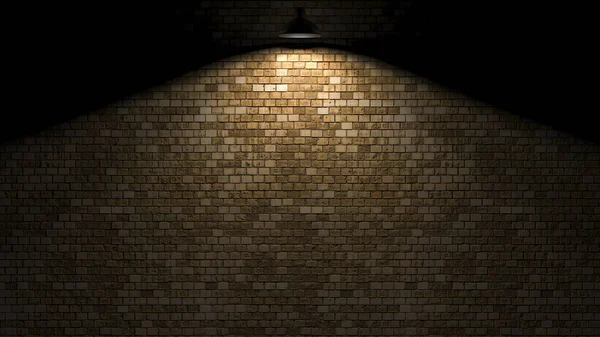 Donkere muur met lamp boven 3D-rendering — Stockfoto