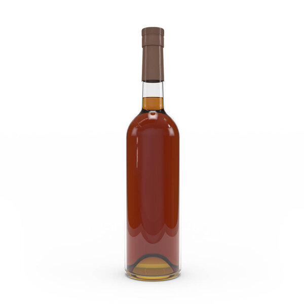 Cognac bottle isolated 3d rendering