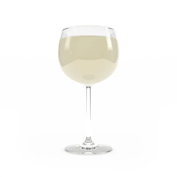 Ποτήρι κρασιού με λευκό κρασί 3d rendering — Φωτογραφία Αρχείου