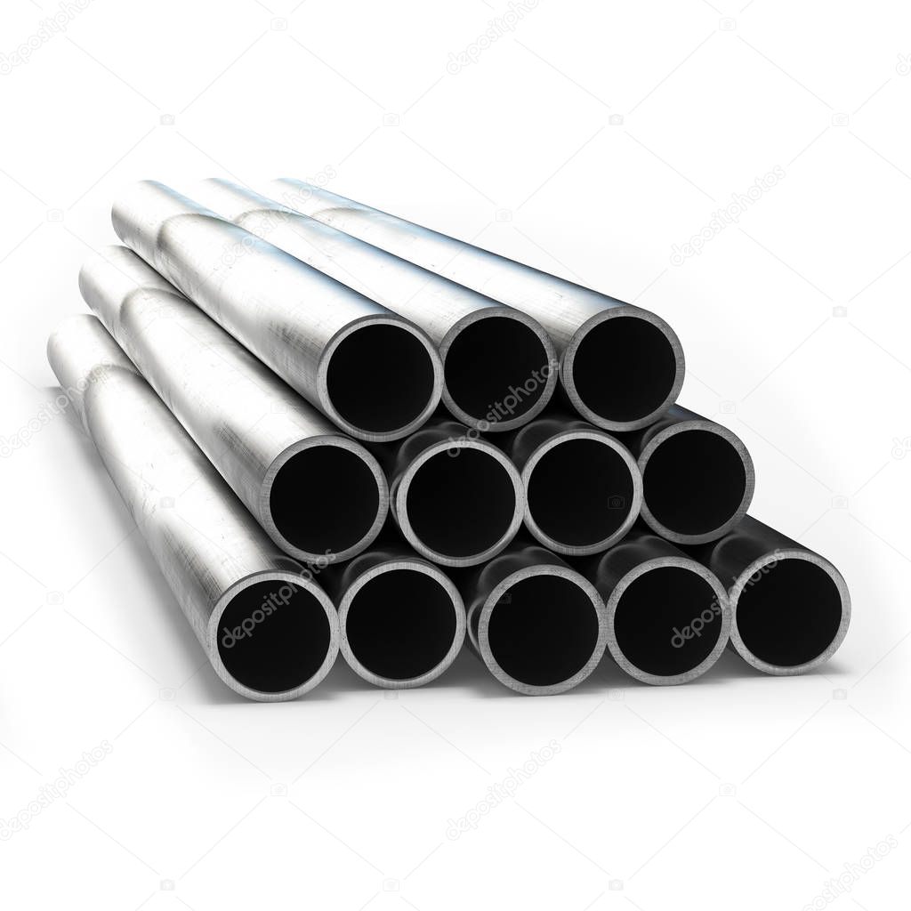 Stainless steel tube 3d rendering isolated.