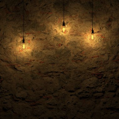 Vurgulanan taş duvar lamba 3d render edison tarafından