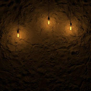 Üç kere yere duvar lamba 3d render edison tarafından vurgulanan