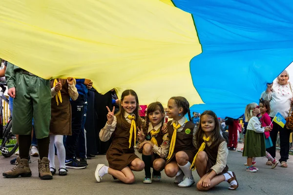 Празднование Дня Государственного флага Украины в Ужгороде — стоковое фото