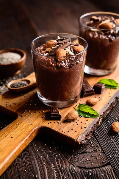 Schokolade Chia Samen Pudding — Stockfoto