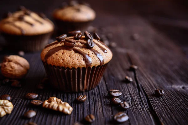 Muffins de café y nuez — Foto de Stock