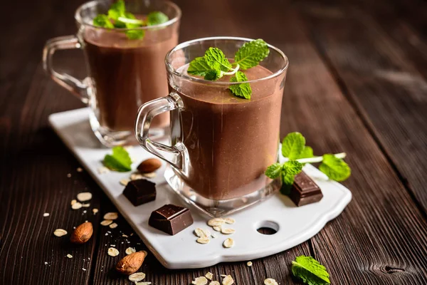 Ciocolata fulgi de ovăz smoothie — Fotografie, imagine de stoc