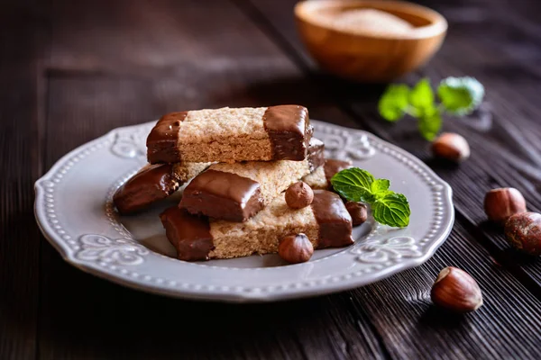Çikolataya Fındıklı kurabiye çubukları — Stok fotoğraf