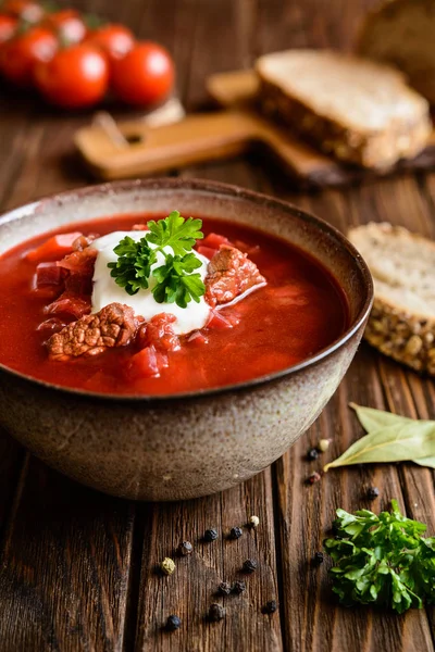 Borscht - traditionelle ukrainische Suppe — Stockfoto