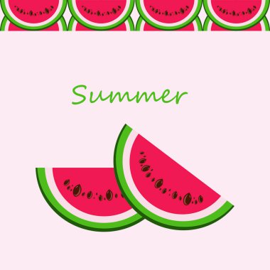 Vektör yaz arka plan ile dilim karpuz
