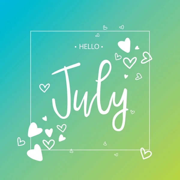 Temmuz yazı yazdırma yürekleri Merhaba. — Stok Vektör