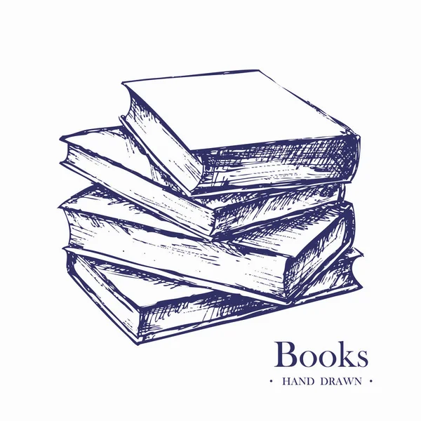 Stack of books, Hand Drawn Sketch Vector illustration. — Stock Vector