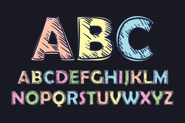 Dekorative Alphabet-Vektorschrift. Doodle-Stil — Stockvektor