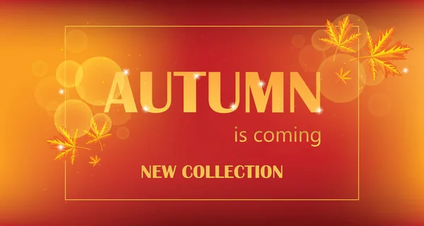 Autumn is coming banner with autumn background. — Stock Vector